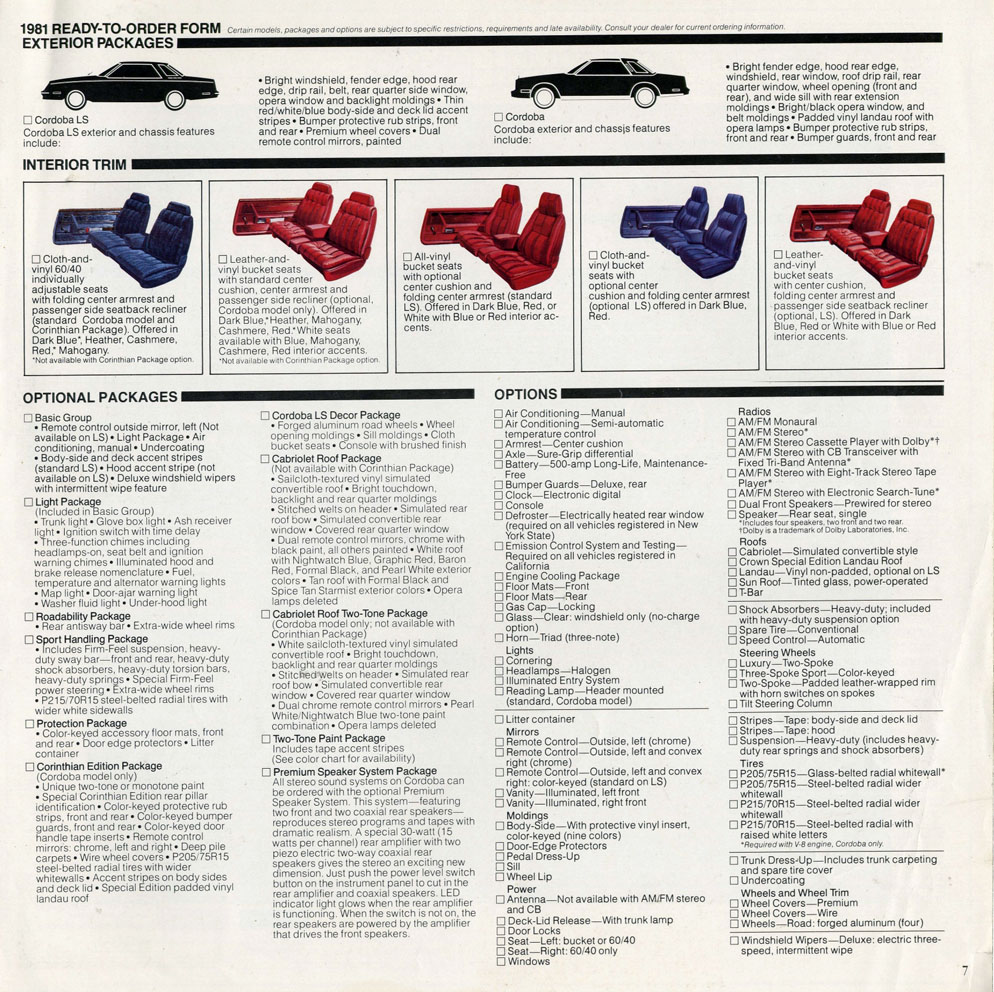 1981 Chrysler Cordoba Brochure Page 7
